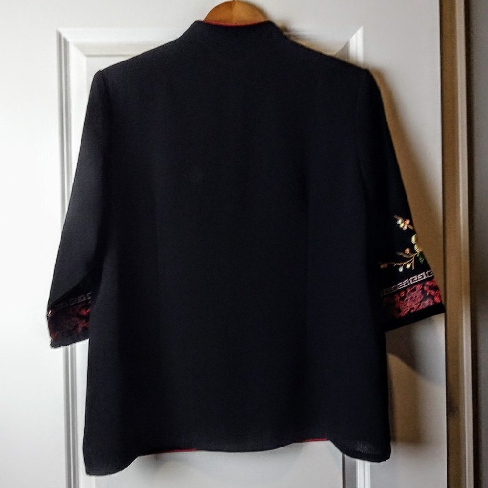 Richness Fashion Black Floral Embroidered Jacket - Picture 2 of 5
